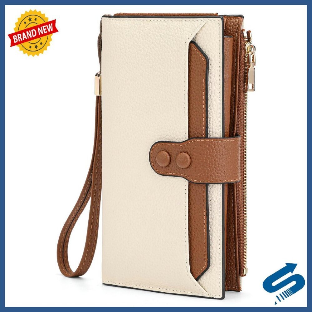 Large Leather RFID Blocking Wallet Wristlet Multi Card Organizer